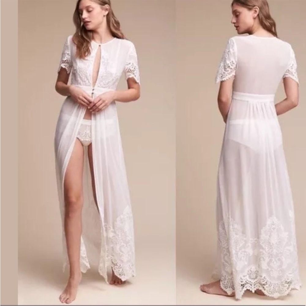 BHLDN White Sand Embroidered Lace Olivia Ethereal Robe Large - Picture 11 of 11